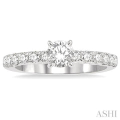 1/2 ctw Round Cut Diamond Semi-Mount Engagement Ring in 14K White Gold