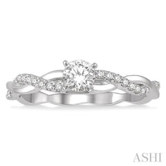 1/10 ctw Round Center Semi-Mount Diamond Engagement Ring in 14K White Gold