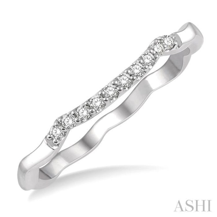 1/10 ctw Lattice Round Cut Diamond Wedding Band in 14K White Gold