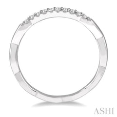 1/10 ctw Lattice Round Cut Diamond Wedding Band in 14K White Gold