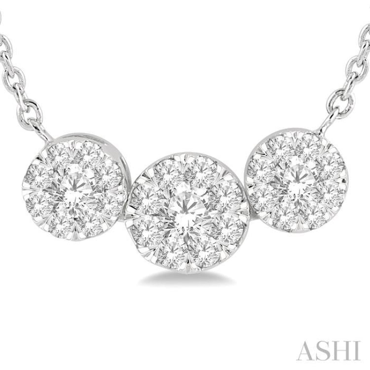 1/3 ctw 3-Stone Lovebright Round Cut Diamond Necklace in 14K White Gold