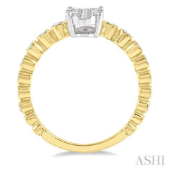 1/3 ctw Oval Shape Lattice Shank Lovebright Diamond Cluster Ring in 14K Yellow and White Gold