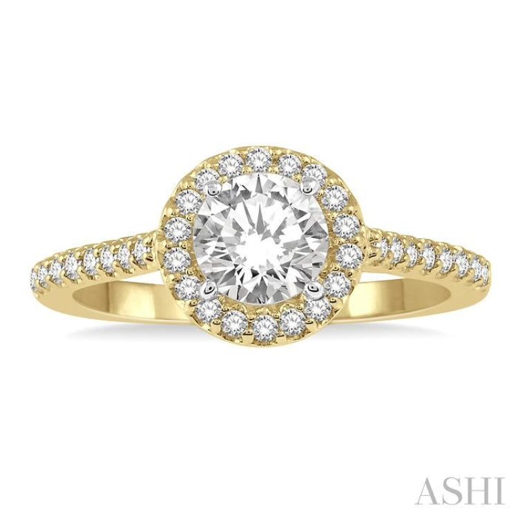 3/8 ctw Diamond Ladies Engagement Ring with 1/4 Ct Round Cut Center Stone in 14K Yellow and White Gold