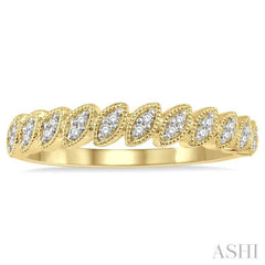 1/10 ctw Leaf Motif Round Cut Diamond Stackable Band in 14K Yellow Gold