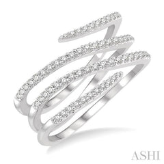 1/3 ctw Triple Spiral Open End Round Cut Diamond Fashion Ring in 14K White Gold