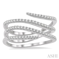 1/3 ctw Triple Spiral Open End Round Cut Diamond Fashion Ring in 14K White Gold