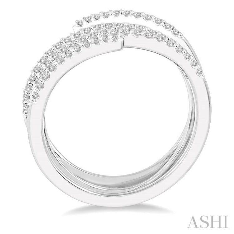 1/3 ctw Triple Spiral Open End Round Cut Diamond Fashion Ring in 14K White Gold