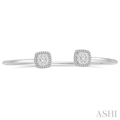 3/4 ctw Cushion Shape Lovebright Open Cuff Diamond Bangle in 14K White Gold