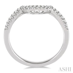 1/8 ctw Curved Center Round Cut Diamond Wedding Band in 14K White Gold
