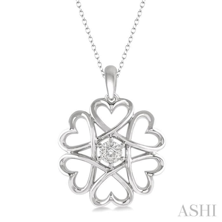 1/50 ctw Infinity Heart Charm Round Cut Diamond Pendant With Chain in Sterling Silver