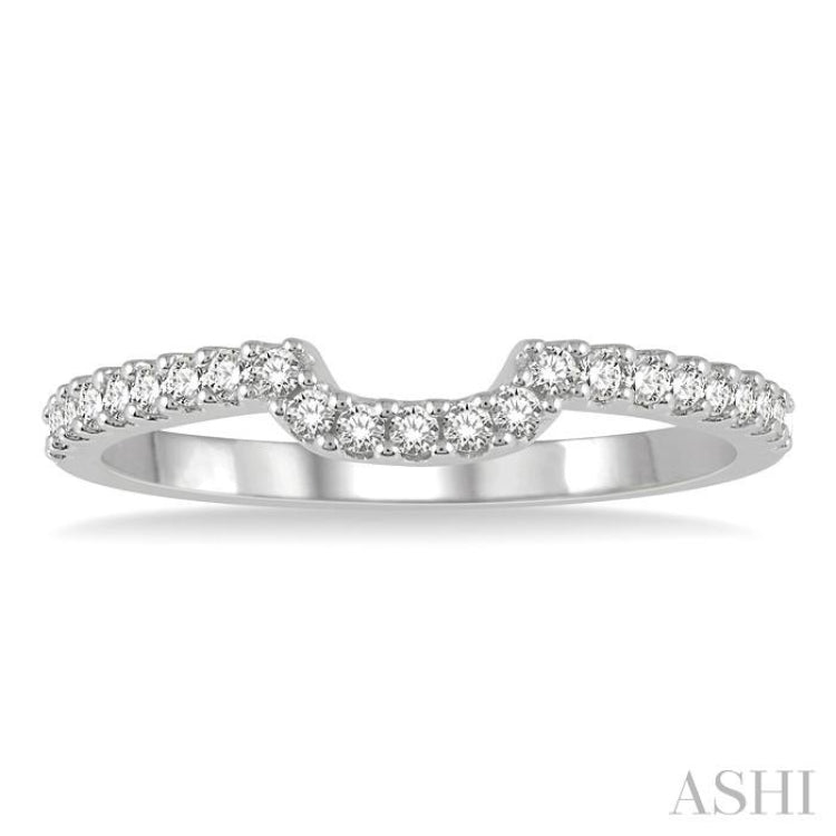 1/5 ctw U-Shape Center Round Cut Diamond Wedding Band in 14K White Gold