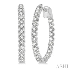 2.00 ctw Inside-Out Round Cut Diamond Hoop Earrings in 14K White Gold