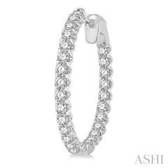 2.00 ctw Inside-Out Round Cut Diamond Hoop Earrings in 14K White Gold