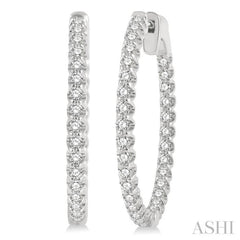1.00 ctw Inside-Out Round Cut Diamond Hoop Earrings in 14K White Gold