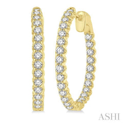 2.00 ctw Inside-Out Round Cut Diamond Hoop Earrings in 14K Yellow Gold