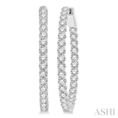 3 ctw Inside-Out Round Cut Diamond Oval Shape Hoop Earrings in 14K White Gold
