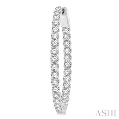 3 ctw Inside-Out Round Cut Diamond Oval Shape Hoop Earrings in 14K White Gold