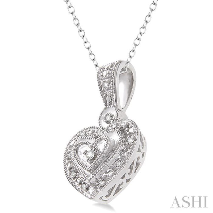 1/20 ctw Heart Shape Single Cut Diamond Pendant in Sterling Silver with Chain