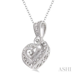 1/20 ctw Heart Shape Single Cut Diamond Pendant in Sterling Silver with Chain