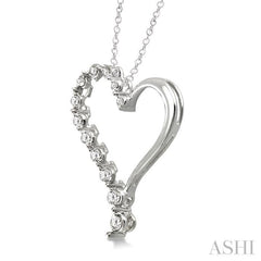 1/10 ctw Round Cut Diamond Heart Pendant in Sterling Silver with Chain