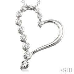 1/10 ctw Round Cut Diamond Heart Pendant in Sterling Silver with Chain
