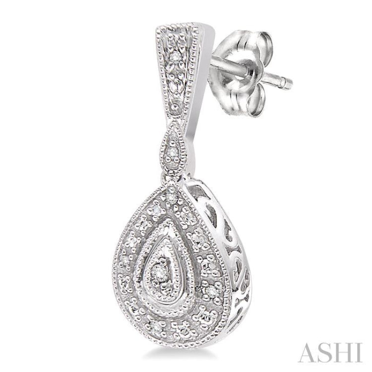 1/20 ctw Pear Shape Single Cut Diamond Earrings in Sterling Silver