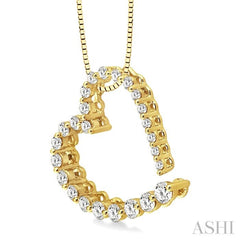 1/2 ctw Diamond Journey Heart Pendant in 14K Yellow Gold with chain