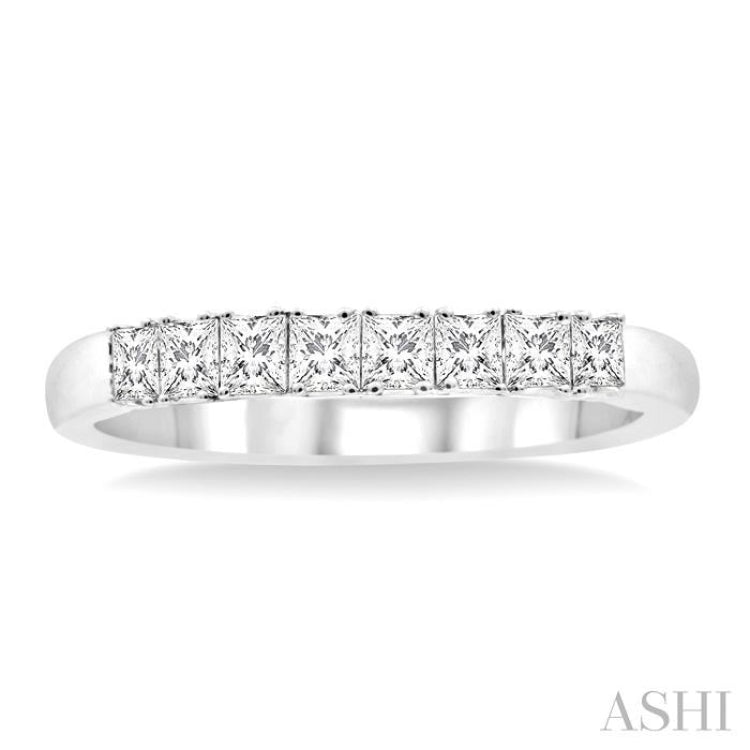 3/8 ctw Princess Cut Diamond Wedding Band in 14K White Gold