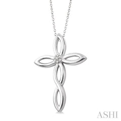 1/50 ctw Single Cut Diamond Cross Pendant in Sterling Silver with Chain