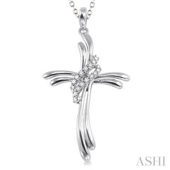 1/20 ctw Single Cut Diamond Cross Pendant in Sterling Silver with Chain