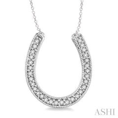 1/10 ctw Single Cut Diamond Horseshoe Pendant in Sterling Silver with Chain