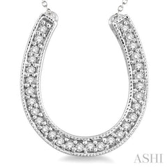 1/10 ctw Single Cut Diamond Horseshoe Pendant in Sterling Silver with Chain
