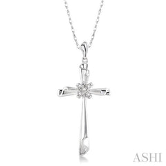 1/20 ctw Round Cut Diamond Pendant in 14K White Gold with Chain