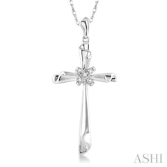1/20 ctw Round Cut Diamond Pendant in 14K White Gold with Chain