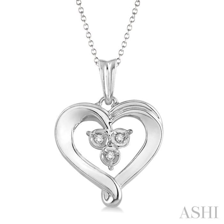 1/50 ctw Single Cut Diamond Heart Pendant in Sterling Silver with Chain