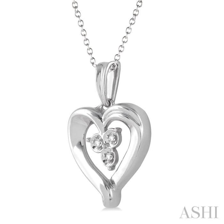 1/50 ctw Single Cut Diamond Heart Pendant in Sterling Silver with Chain