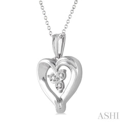 1/50 ctw Single Cut Diamond Heart Pendant in Sterling Silver with Chain