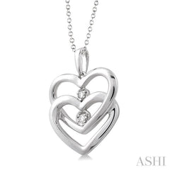 1/20 ctw Round Cut Diamond Heart Pendant in Sterling Silver with Chain