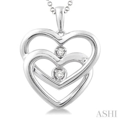 1/20 ctw Round Cut Diamond Heart Pendant in Sterling Silver with Chain
