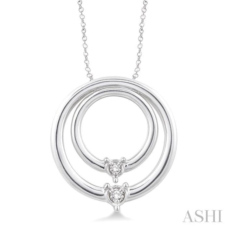 1/20 ctw Round Cut Diamond Circle Pendant in Sterling Silver with Chain