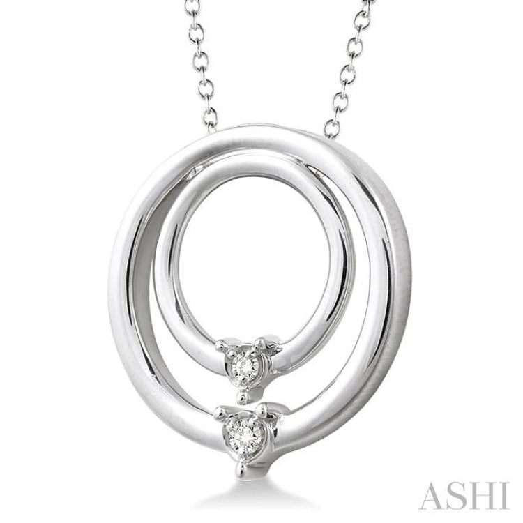 1/20 ctw Round Cut Diamond Circle Pendant in Sterling Silver with Chain