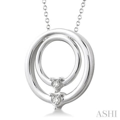 1/20 ctw Round Cut Diamond Circle Pendant in Sterling Silver with Chain