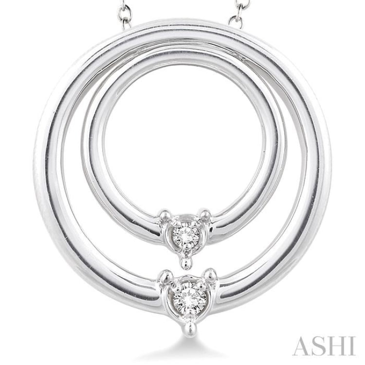 1/20 ctw Round Cut Diamond Circle Pendant in Sterling Silver with Chain