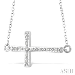 1/20 ctw Round Cut Diamond Cross Pendant in Sterling Silver with Chain