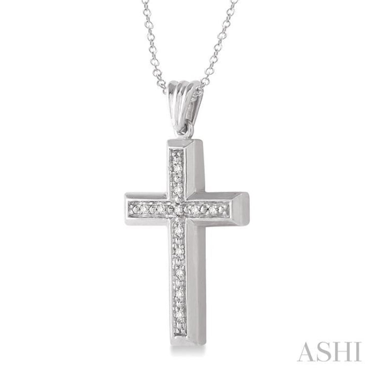 1/20 ctw Single Cut Diamond Cross Pendant in Sterling Silver with Chain
