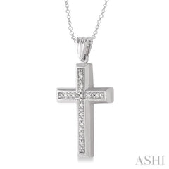1/20 ctw Single Cut Diamond Cross Pendant in Sterling Silver with Chain