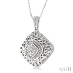 1/20 ctw Cushion Shape Single Cut Diamond Pendant in Sterling Silver with Chain