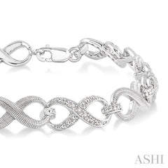1/10 ctw Round Cut Diamond Swirl bracelet in Sterling Silver