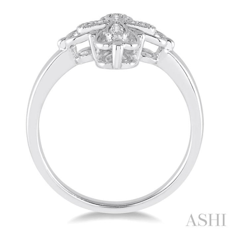 1/20 ctw Round Cut Diamond Cross Ring in Sterling Silver
