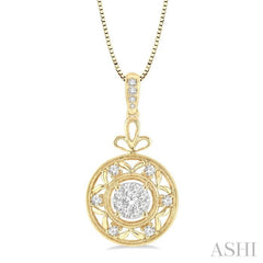 1/2 ctw Round Cut Diamond Lovebright Pendant in 14K Yellow and White Gold with Chain